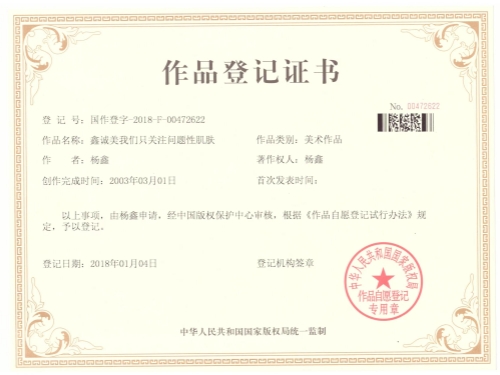 成都鑫誠(chéng)美作品登記證書(shū)